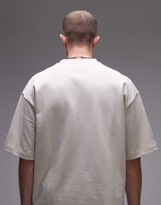 Topman avslappnad passform linneblandning kortärmad sweatshirt i stenfärg - Image 3