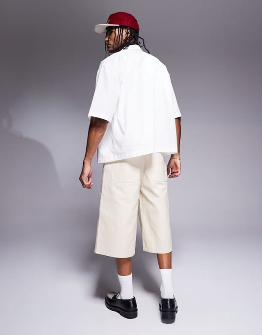 ASOS DESIGN längre shorts i ecru - Image 2
