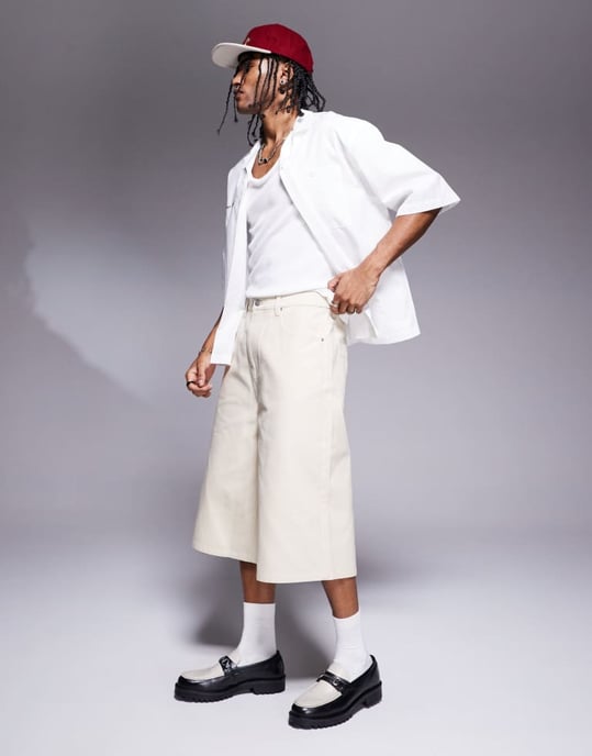 ASOS DESIGN längre shorts i ecru - Image 3