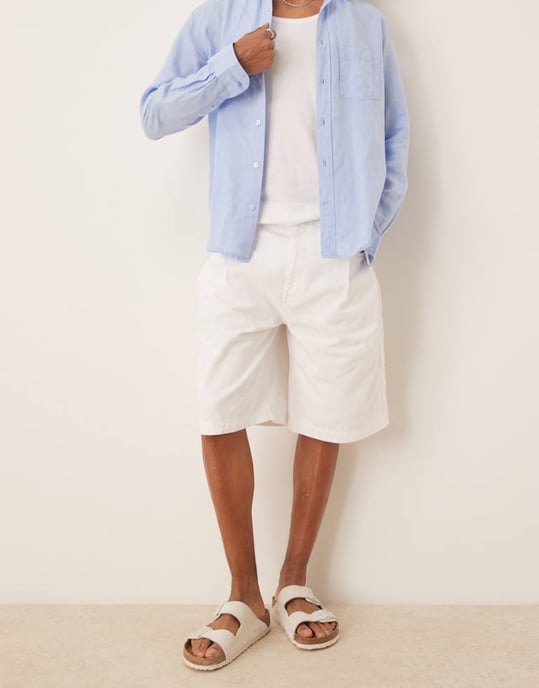 ASOS DESIGN lång längd denimjorts med fickveck i vitt - Image 2