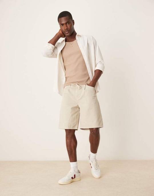 ASOS DESIGN vida midje shorts med knytning fram i sten - Image 2