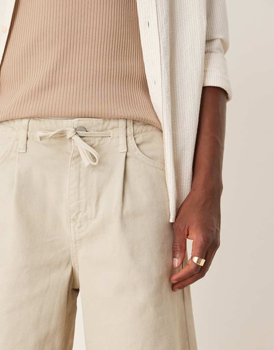 ASOS DESIGN vida midje shorts med knytning fram i sten - Image 3