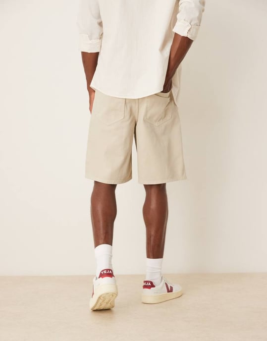 ASOS DESIGN vida midje shorts med knytning fram i sten - Image 4