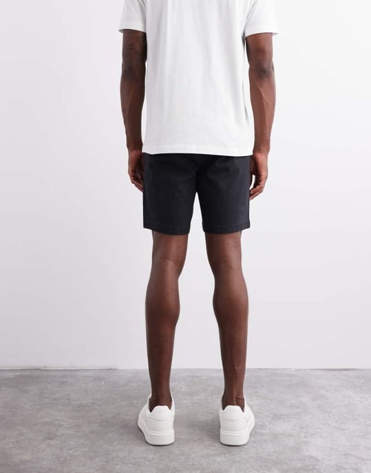 ASOS DESIGN slim mid-length chinos lösa shorts i svart - SVART - Image 4