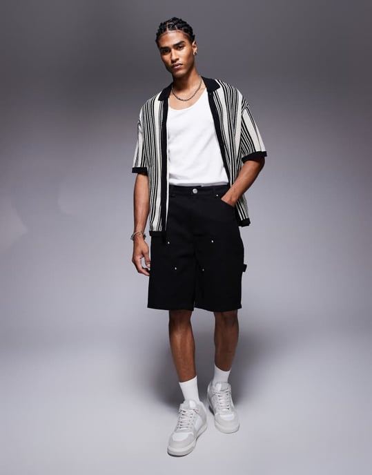 Couture Club denim snickarshorts i svart - Image 3
