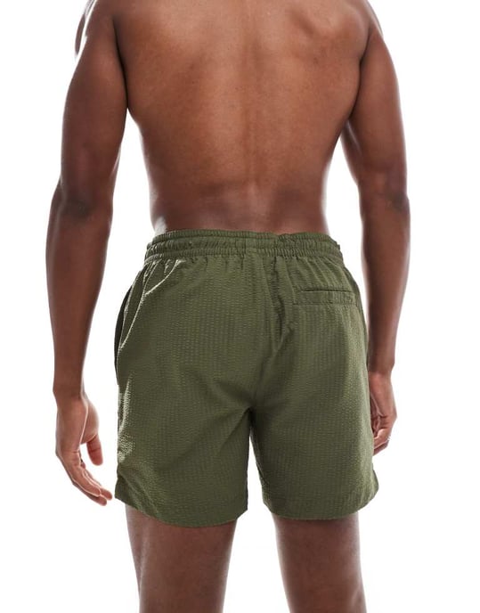Tunna badshorts i khaki seersucker - Image 4