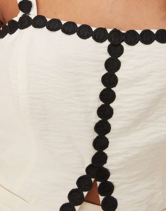 ASOS DESIGN skräddarsydd topp med fyrkantig urskärning och rick rack-detalj i vitt - Image 3