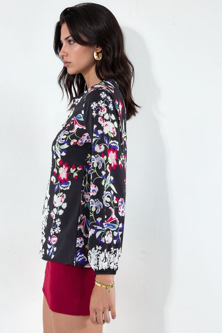 Bloemige V-hals Crêpe Blouse - Image 3