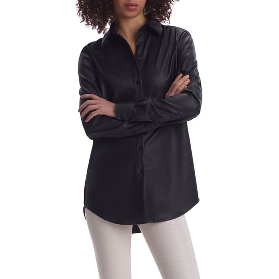 Faux leather oversized shirt in black - Image 1