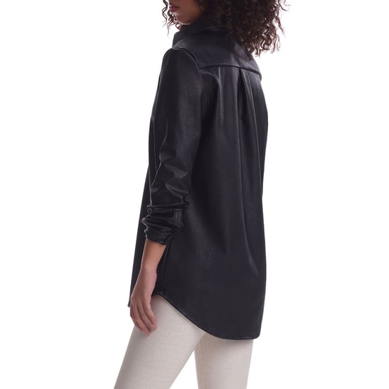 Faux leather oversized shirt in black - Image 2