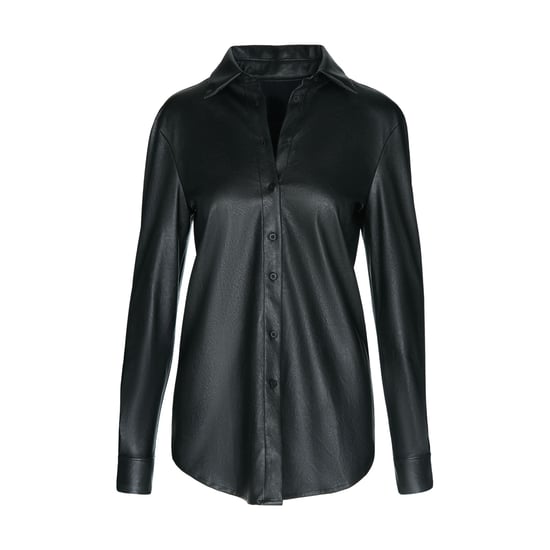 Faux leather oversized shirt in black - Image 3