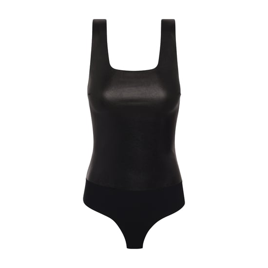 Faux leather square neck bodysuit - Image 3