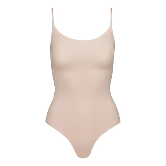 Classic cami bodysuit thong in beige - Image 3