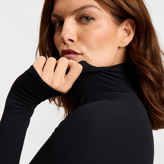 Turtle neck bodysuit with thumbholes in black - Image 3