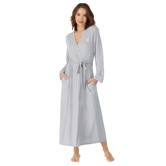 DKNY Cotton Logo Maxi Robe, Grey Marl - Image 1
