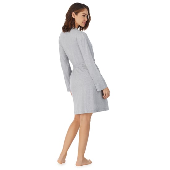 DKNY Cotton Logo Short Robe, Grey Marl - Image 2