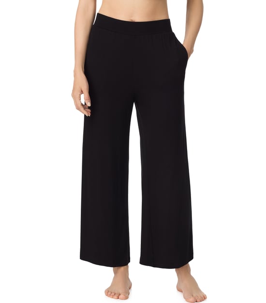 Ankle length cropped separate sleep pant with pockets in black - Image 1