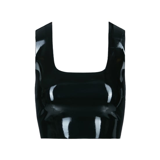 Faux leather crop top in black - Image 3