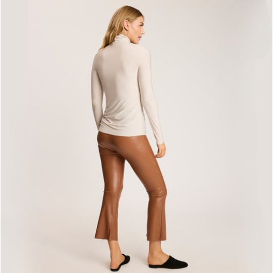Faux leather cropped flare legging in cocoa - Image 2