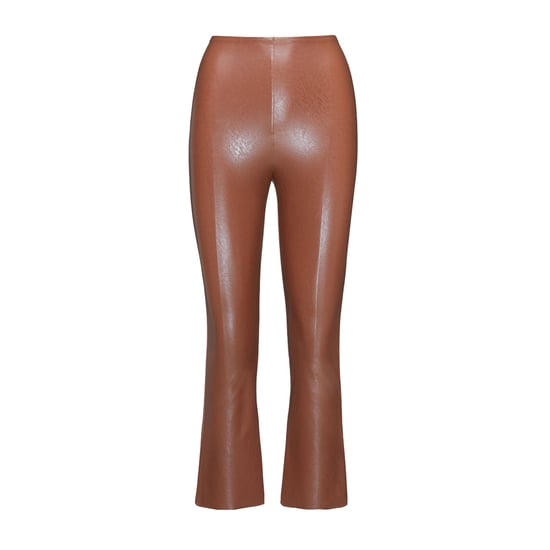 Faux leather cropped flare legging in cocoa - Image 3