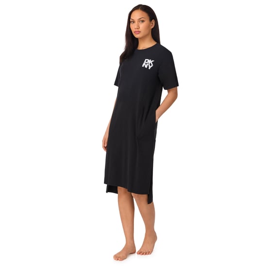 DKNY MUST HAVE BASIC MIDI SLEEPSHIRT IN BLACK - Image 1