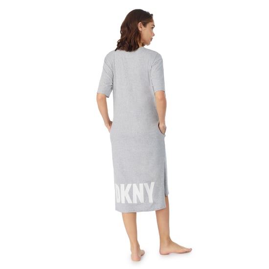 DKNY Cotton Midi Sleepshirt, Grey Marl - Image 2