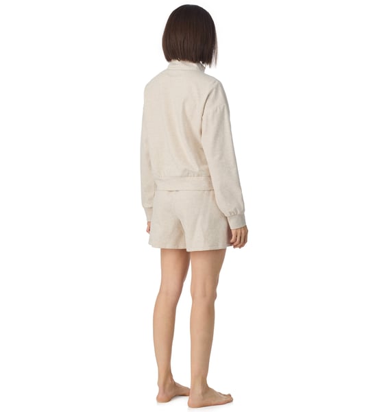 Long sleeve top and boxer pyjama set in quill heather - Image 2