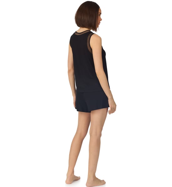 Sleeveless crew tank and short boxer pyjama set in black - Image 2