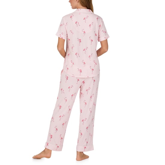 KS new york short sleeve notch crop pj set in flamingo cove - Image 2