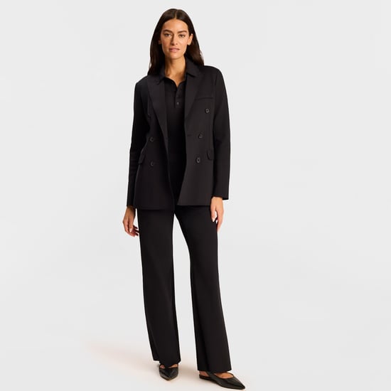 Neoprene double breasted ceo blazer in black - Image 1