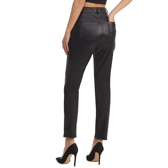 Faux leather five pocket pant in black - Image 2