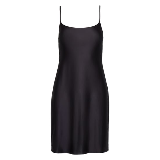 Faux silk cami slip in black - Image 3
