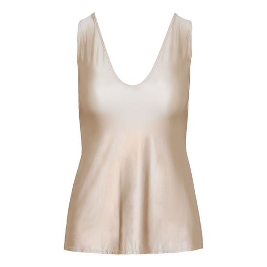 Faux silk v-neck tank in champagne - Image 3