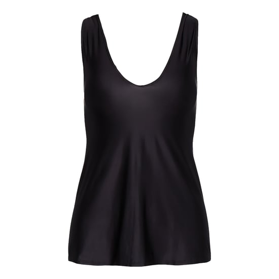 Faux silk v-neck tank in black - Image 3