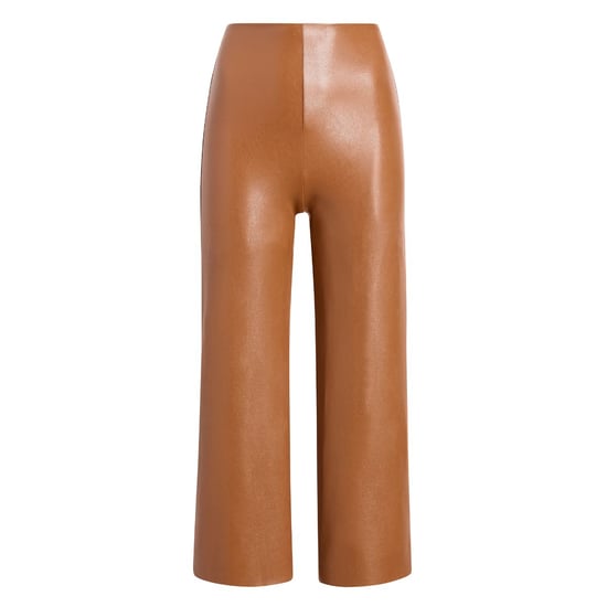 Signature faux leather ankle cropped wide leg pant in cognac - Image 4
