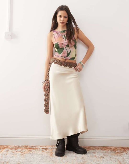 Reclaimed Vintage slash neck tank in watercolour floral print - Image 2