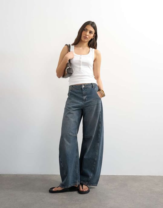 Topshop button rib vest in white - Image 2