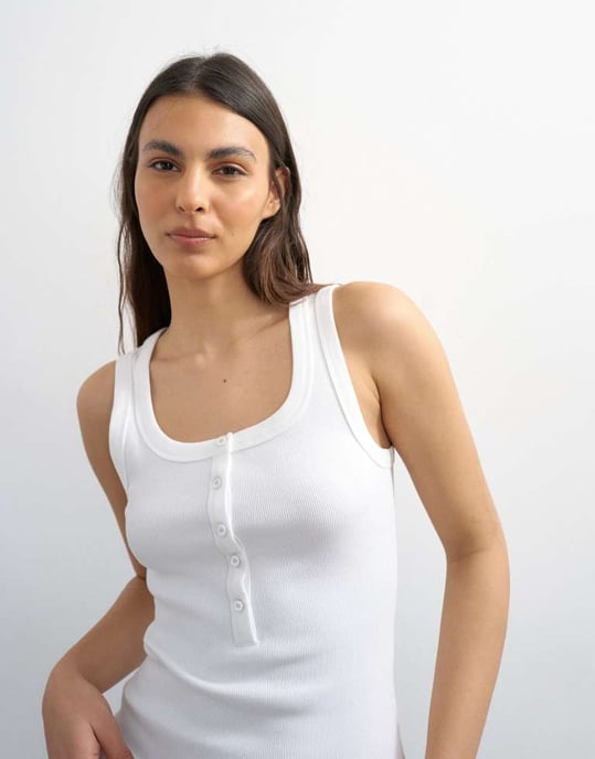 Topshop button rib vest in white - Image 4