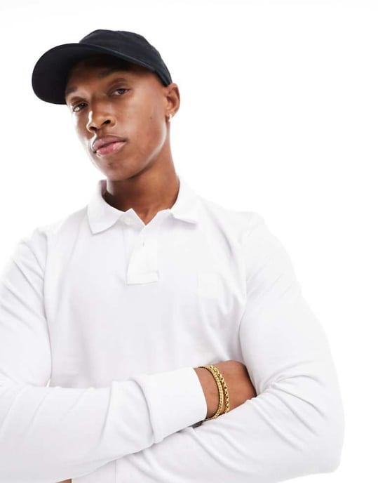 BOSS Orange Passerby long sleeve polo in white - Image 1