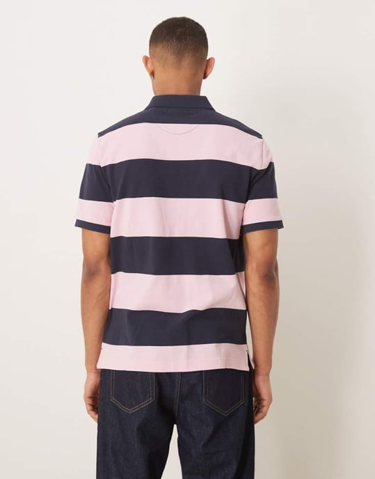 GANT sköldlogotyp randig pique polo i rosa - Image 4