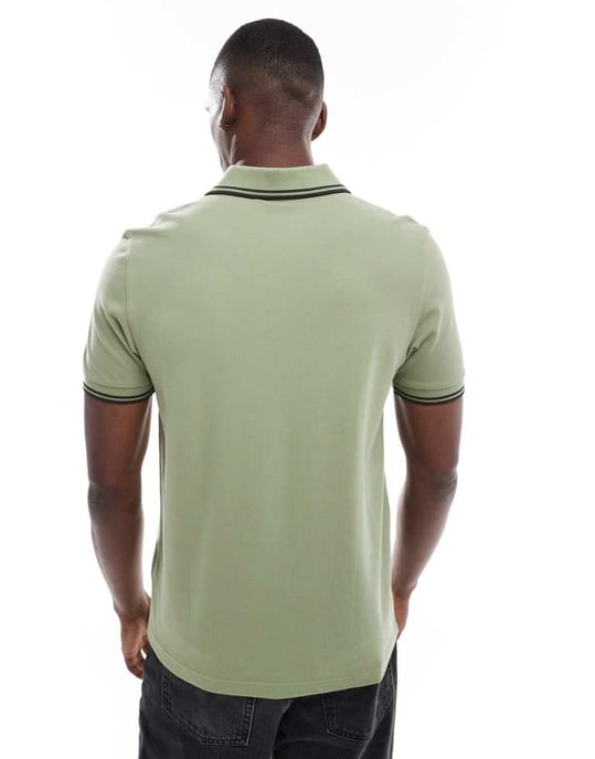 Fred Perry tvillingtipps polo skjorta i grön - Image 2