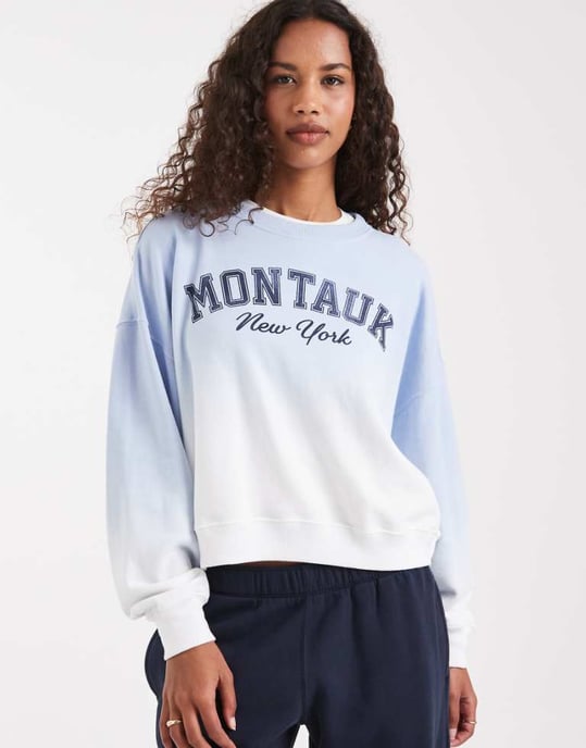 Hollister crewneck sweatshirt med frontgrafik i blå ombre - Image 1