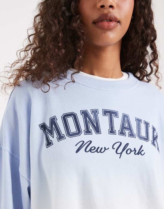 Hollister crewneck sweatshirt med frontgrafik i blå ombre - Image 3