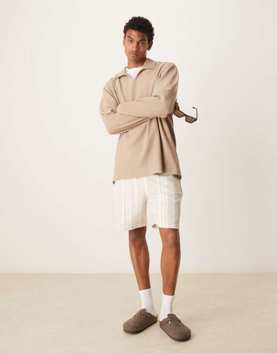 ASOS DESIGN avslappnad polo sweatshirt i brun - Image 2