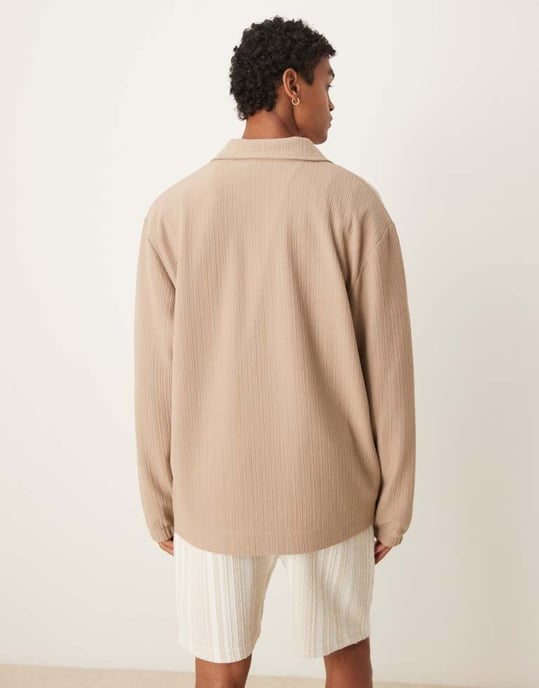 ASOS DESIGN avslappnad polo sweatshirt i brun - Image 4