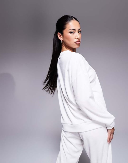 HUGO Bodywear Neve mysig co-ord sweatshirt i off white - Image 3