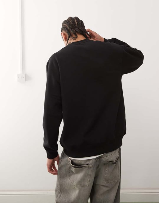 Vans oversized sweatshirt med vänster bröstlogo i svart - SVART - Image 2