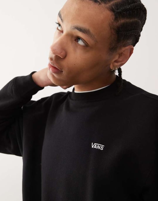 Vans oversized sweatshirt med vänster bröstlogo i svart - SVART - Image 3