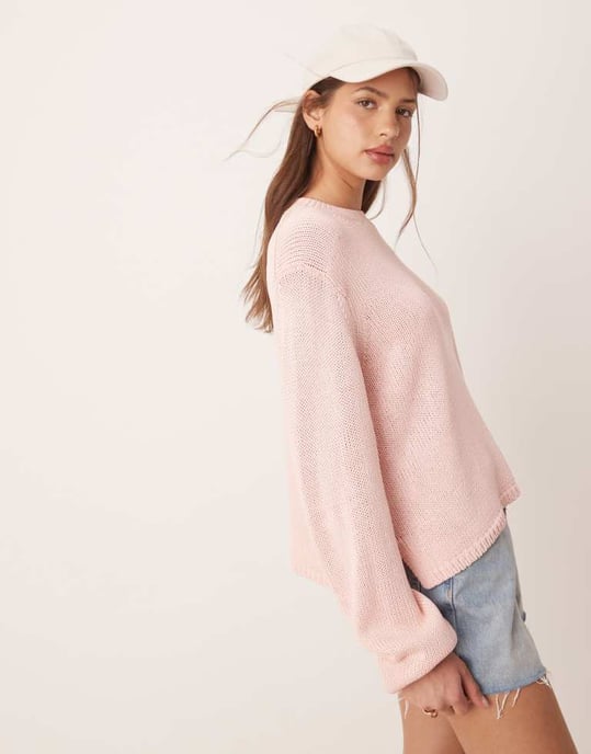 ASOS DESIGN oversized crewnecktröja i rosa - Image 2