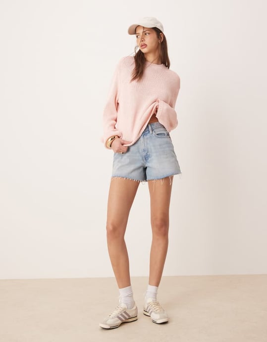 ASOS DESIGN oversized crewnecktröja i rosa - Image 3